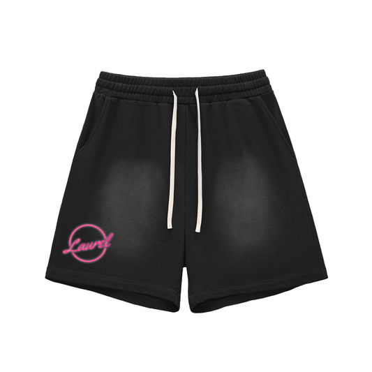 Sun Fade Raw Edge Cotton Shorts